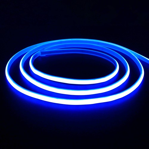 5m 11,5W/m Blå Neon COB strip - 230V, IP67, 288 LED, Kan klippes for hver 10cm