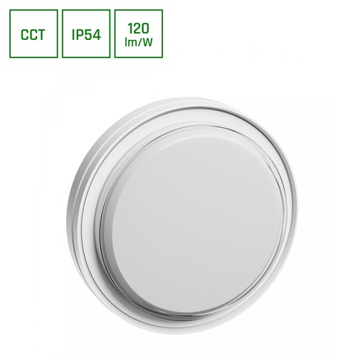 PASTILO 15W - CCT, 230V, 120°, IP54, IK10, 221x47mm, hvid, rundt