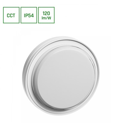 15W Pastilo LED loftlampe - 1800lm, IP54, IK10, 3CCT, Ø22,1cm, hvid kant