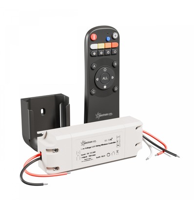 LED Strip Sæt 120W - 12V/24V, 10A, CCT, Dæmp, 1-Gruppe, +Montering, Sort, Konekto Mesh