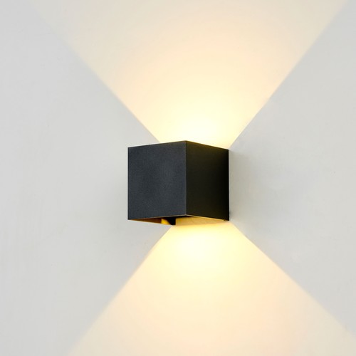 LEDlife CUBIC 6W sløjfbar dæmpbar væglampe - Sort, firkantet, op/ned, justerbar, inde / ude, IP65, inkl. lyskilde