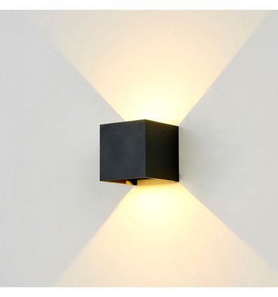 LEDlife CUBIC 6W sløjfbar dæmpbar væglampe - Sort, firkantet, op/ned, justerbar, inde / ude, IP65, inkl. lyskilde