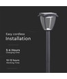 LED solcelleplænelampe - 3000K+6000K, mat sort hus