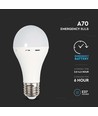 A70 Nødplastlampe 9W E27 - Med Batteri 3 Timer 4000K