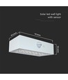 3W LED Solcelle Væglampe - Mursten 350lm Lithium Batteri 3.7V 1200mAh 4000K+3000K Hvid