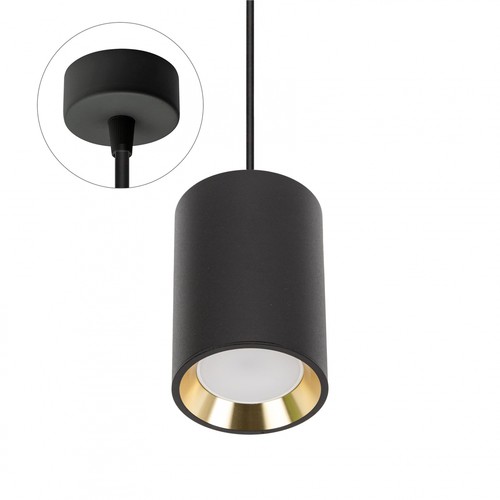 Chloe GU10 Mini Overflademonteret GU10 - 250V, IP20, 70x100mm, Sort, Guld Indvendig, Rund Pendel, Uden Lyskilde