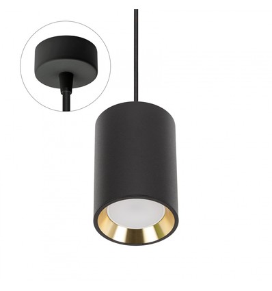 Chloe GU10 Mini Overflademonteret GU10 - 250V, IP20, 70x100mm, Sort, Guld Indvendig, Rund Pendel, Uden Lyskilde