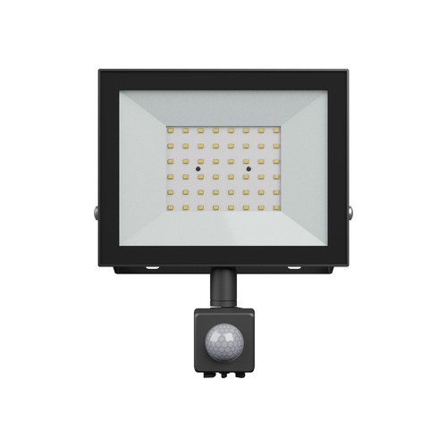 Noctis Lux 4 projektør 50W - varm hvid, 230V, IP44, 176x221x53mm, sort, PIR sensor