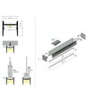 2m aluprofil COZY12 C/U1 - Hvid lakeret, påbygning, LED skinne