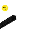 40 stk. 2m aluprofil SMART10 AC2/Z - Sort anodiseret, påbygning, LED skinne
