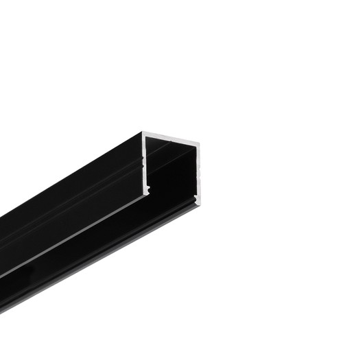 1m aluprofil SMART16 BC3/U4 - Sort anodiseret, påbygning, LED skinne