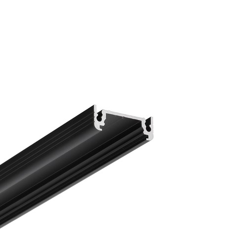 2m aluprofil SURFACE14 EE7F/TY - Sort anodiseret, påbygning, LED skinne
