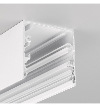1m aluprofil PHIL53 C10 - Hvid lakeret, påbygning, LED skinne