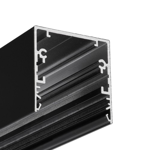 1m aluprofil PHIL53 C10 - Sort lakeret, påbygning, LED skinne