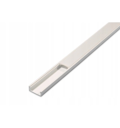 PVC profil 16x7 til LED strip - 1 meter, hvid, inkl. mælkehvidt cover