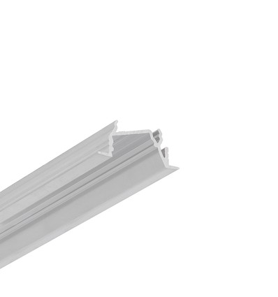 2m aluprofil DIAGONAL14 F/TY - Ubehandlet aluminium, indbygget, LED skinne