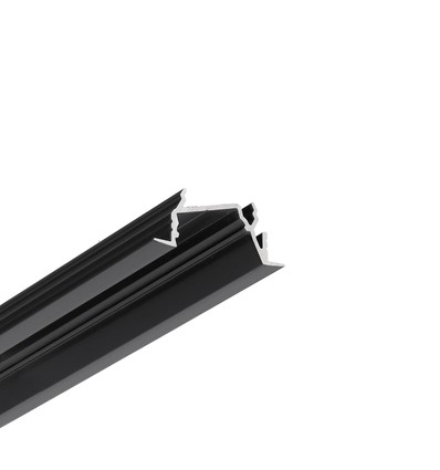 2m aluprofil DIAGONAL14 F/TY - Sort anodiseret, indbygget, LED skinne