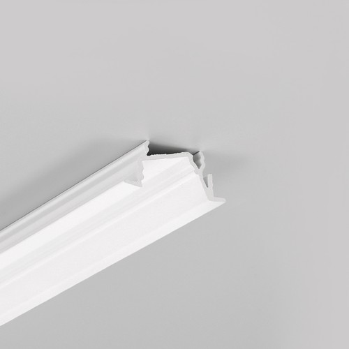 2m aluprofil DIAGONAL14 F/TY - Hvid lakeret, indbygget, LED skinne