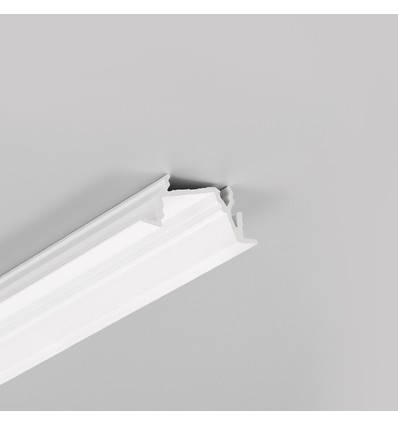 2m aluprofil DIAGONAL14 F/TY - Hvid lakeret, indbygget, LED skinne