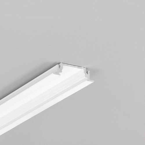 2m aluprofil GROOVE14 EE7F/TY - Hvid lakeret, indbygget, LED skinne