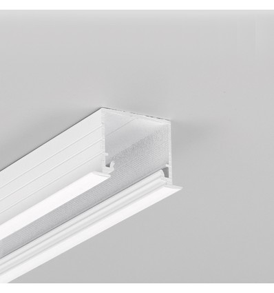 1m aluprofil LINEA-IN20 EE7F/U7 - Hvid lakeret, indbygget, LED skinne