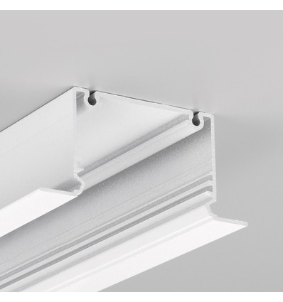 2m aluprofil PHIL RECESSED C10 - Hvid lakeret, indbygget, LED skinne