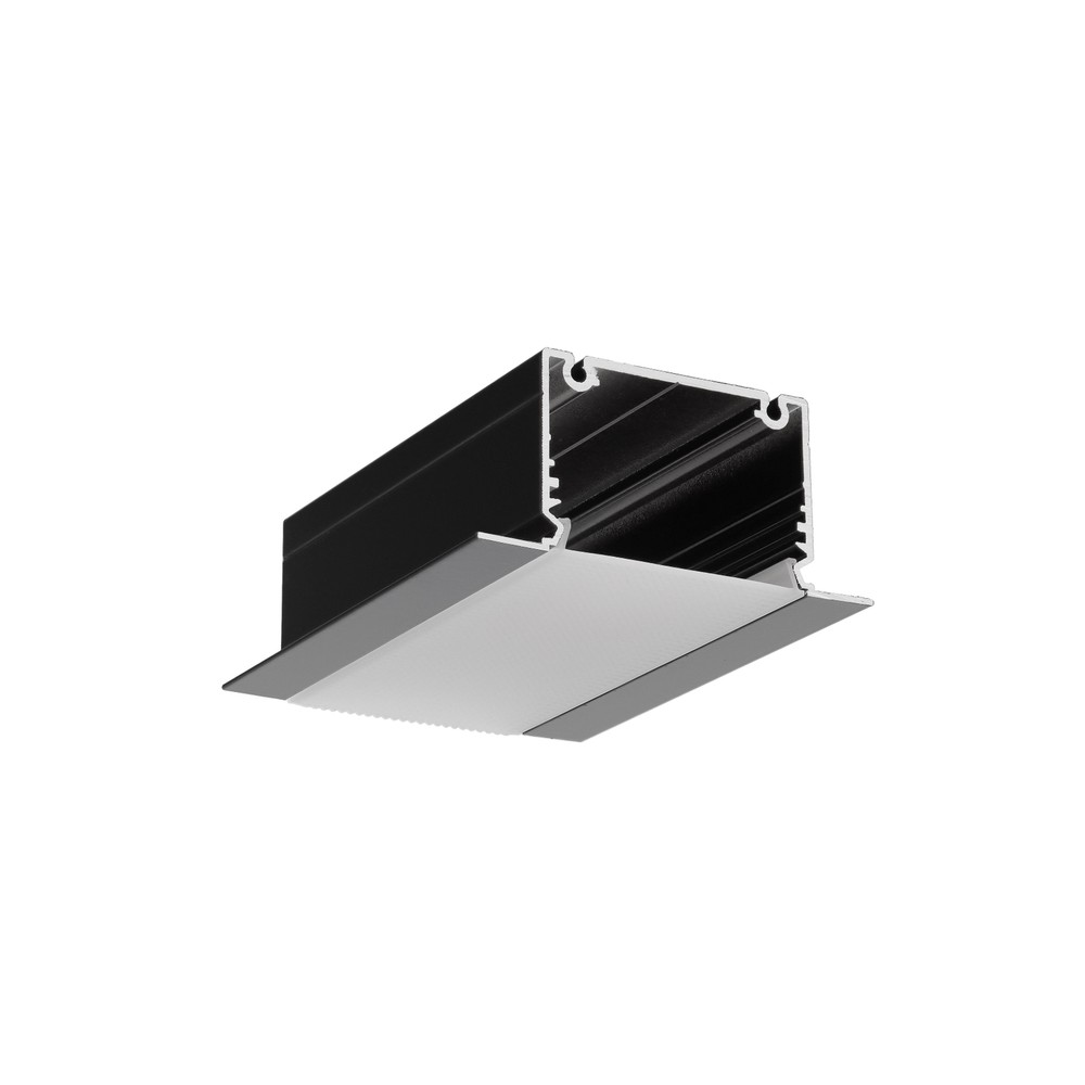 1m aluprofil PHIL RECESSED C10 - Sort lakeret, indbygget, LED skinne