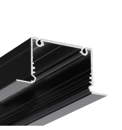 2m aluprofil PHIL RECESSED C10 - Sort lakeret, indbygget, LED skinne