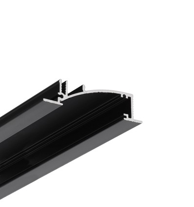 1m aluprofil FLAT8 H/UX - Sort anodiseret, indbygget, LED skinne