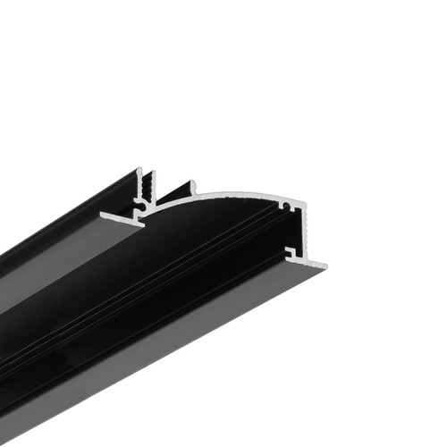 2m aluprofil FLAT8 H/UX - Sort anodiseret, indbygget, LED skinne