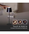 V-Tac opladelig bordlampe, trådløs - Sort, IP54 udendørs bordlampe, touch dæmpbar, model mini