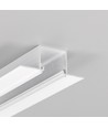 1m aluprofil LINEA-IN20 TRIMLESS EE7F - Hvid lakeret, indspartling, LED skinne