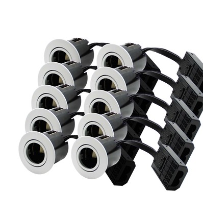 10x Nordic EasyInstall indbygningsspot GU10 - direkte i isolering, hvid, rund