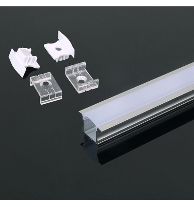 Monteringssæt med Diffuser til LED-stribe - 2000x24x14.2mm, Sølv