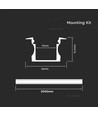 Monteringssæt med Diffuser til LED-stribe - 2000x24x14.2mm, Sølv
