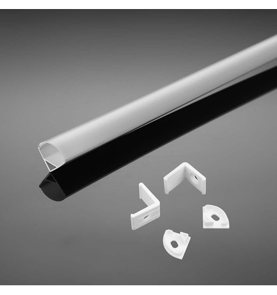 Monteringssæt - LED Strip PCB 12mm Hjørne, 2000x15,8x15,8mm, Hvid