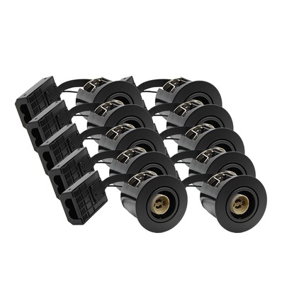 10 stk. GU10 indbygningsspot Inno88 - Sort, IP44, godkendt i isolering