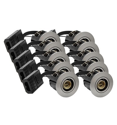 10 stk. GU10 indbygningsspot Inno88 - Børstet alu, IP44, godkendt i isolering