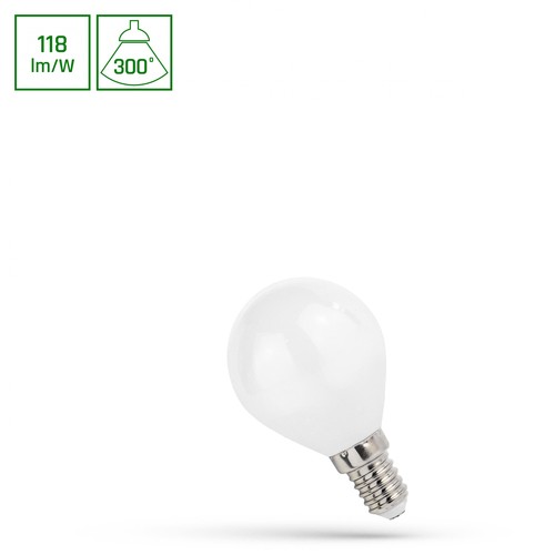 LED kugle P45 5,5W E14 - 230V, kultråd, neutral hvid, mat, Spectrum