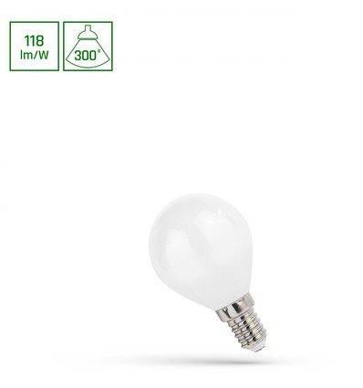 LED kugle P45 5,5W E14 - 230V, kultråd, neutral hvid, mat, Spectrum