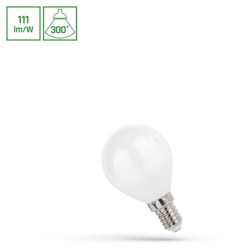 LED kugle P45 E14 5,5W - 230V, kultråd, varm hvid, Spectrum