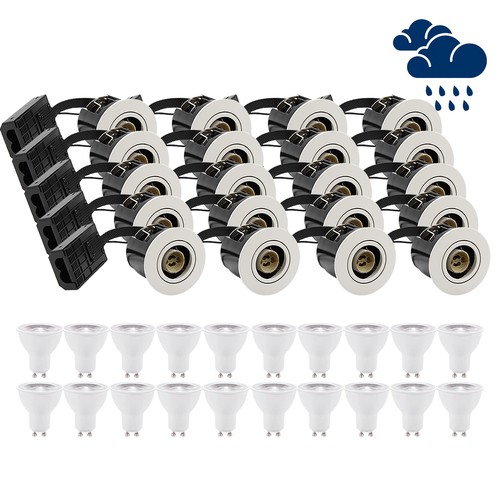 20 stk. LEDlife indbygningsspot Inno88 Udendørs - Inkl. 6W GU10, Hvid, IP44, godkendt i isolering