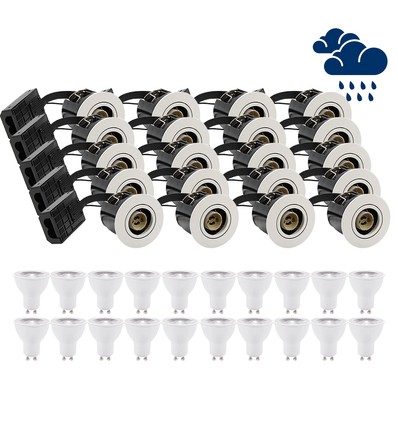 20 stk. LEDlife indbygningsspot Inno88 Udendørs - Inkl. 6W GU10, Hvid, IP44, godkendt i isolering