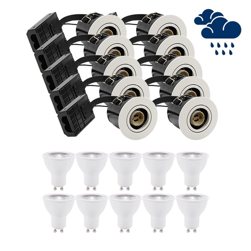 10 stk. LEDlife indbygningsspot Inno88 Udendørs - Inkl. 6W GU10, Hvid, IP44, godkendt i isolering