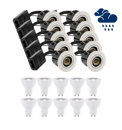 10 stk. LEDlife indbygningsspot Inno88 Udendørs - Inkl. 4,5W GU10, Hvid, IP44, godkendt i isolering