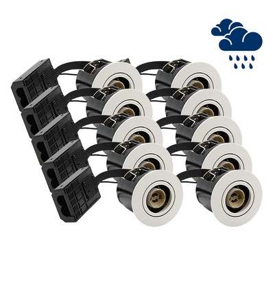 10 stk. GU10 indbygningsspot Inno88 Udendørs - Hvid, IP44, godkendt i isolering