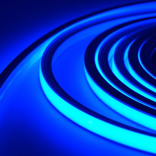 5m 8W/m AnyCut Neon Flex 10x10 Blå LED strip - 12V DC, Ingen klippeafstand