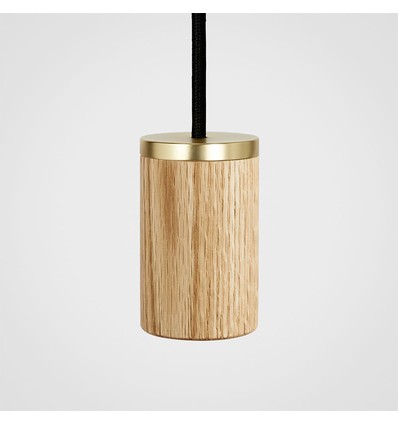 Outlet: Tala Pendel E27 Fatning i Eg (Oak) - 3 Meter Stofledning