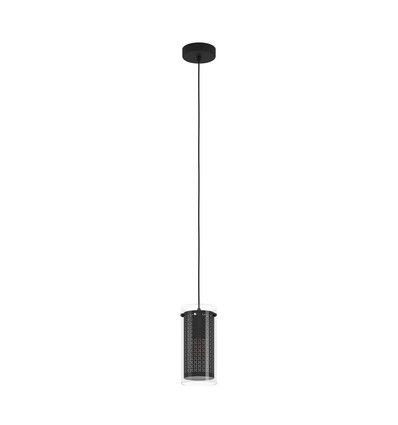 Outlet: EGLO PINTO TEXTIL Pendel Lampe E27 i Sort/Glas