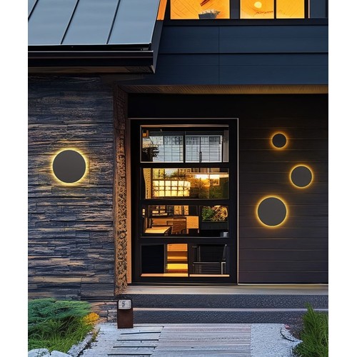 9W Væglampe - IP44 udendørs, Ø12cm, 3 lyskulører, CCT, sort